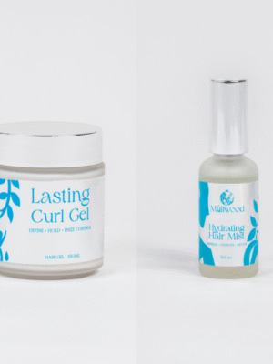Müllwood Lasting Curl Gel jar and Hydrating Hair Mist bottle