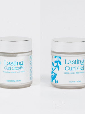 Müllwood Lasting Curl Cream and Lasting Curl Gel jars side by side