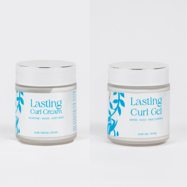 Müllwood Lasting Curl Cream and Lasting Curl Gel jars side by side